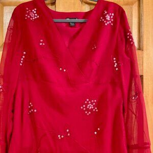 Carole Little ~ Silk Beaded Blouse Size XL